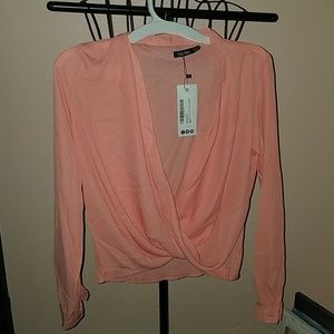 Boohoo Darcy Draped Long Sleeve Blouse